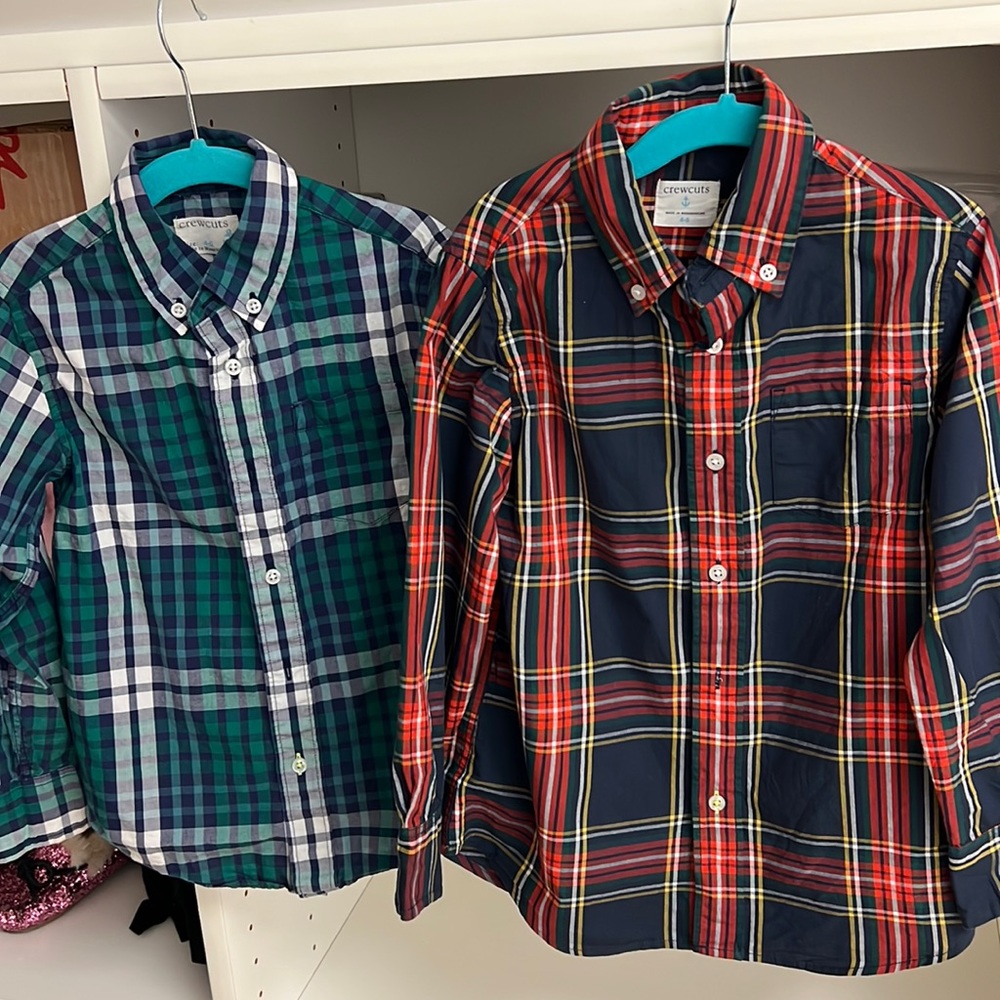 2 J.Crew button downs - fall/holiday print